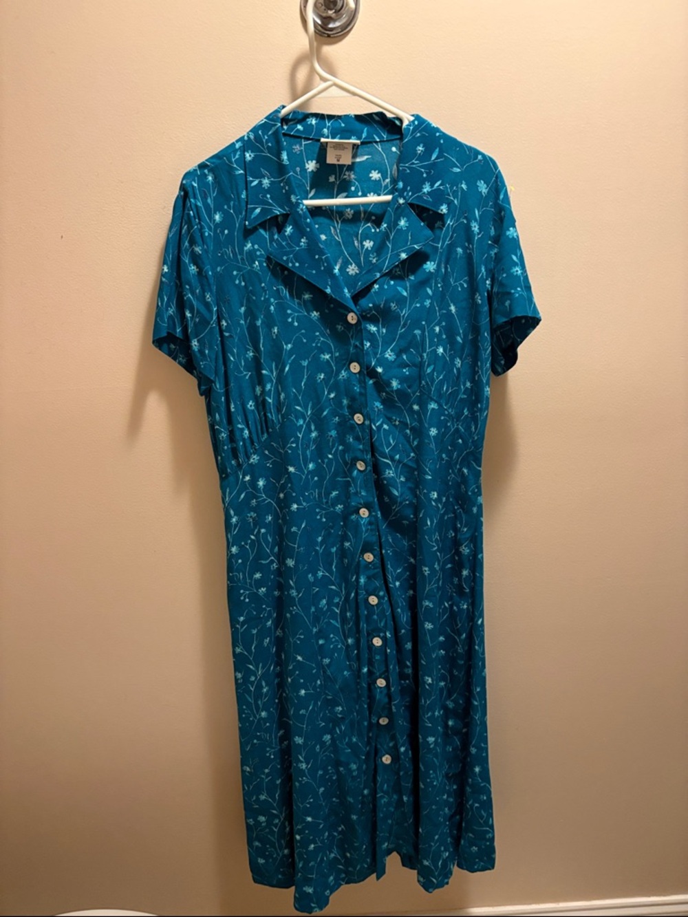 Coldwater Creek Teal Floral Button-Front Dress vintage